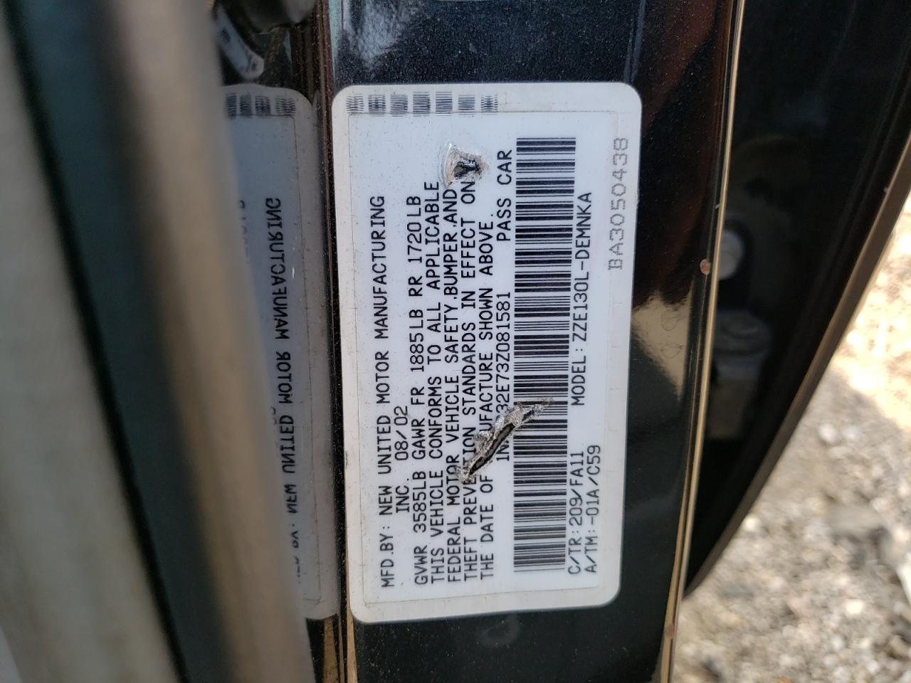 1NXBR32E73Z081581 2003 Toyota Corolla Ce