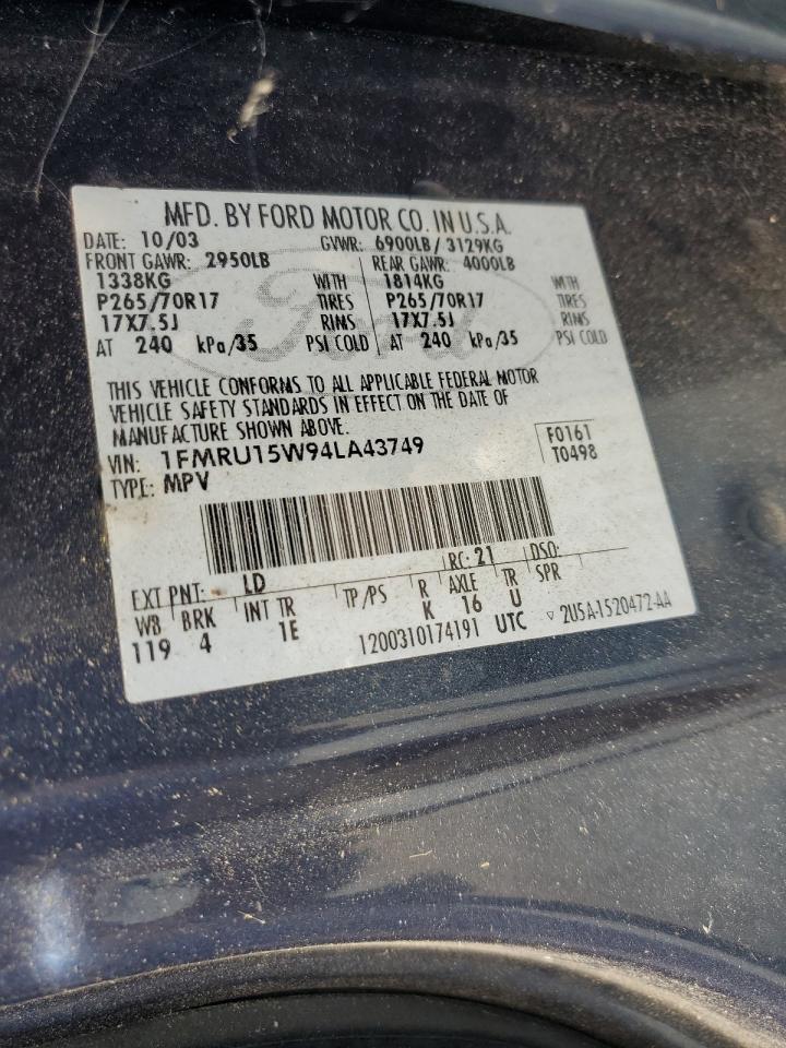 1FMRU15W94LA43749 2004 Ford Expedition Xlt