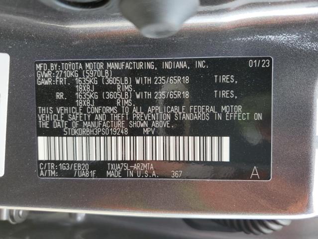 VIN 5TDKDRBH3PS019248 2023 Toyota Highlander, L no.13