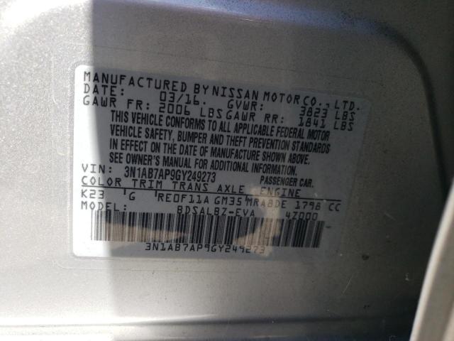 3N1AB7AP9GY249273 Nissan SENTRA S