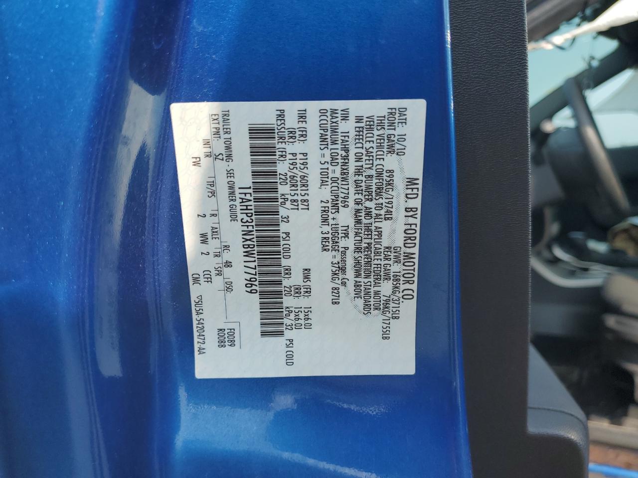 1FAHP3FNXBW177969 2011 Ford Focus Se