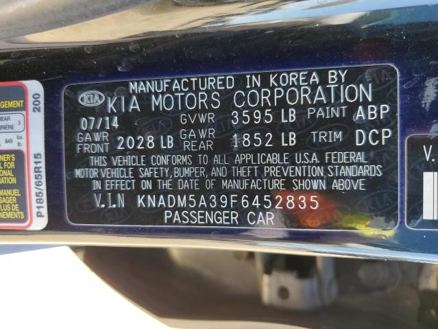 KNADM5A39F6452835 KIA RIO LX