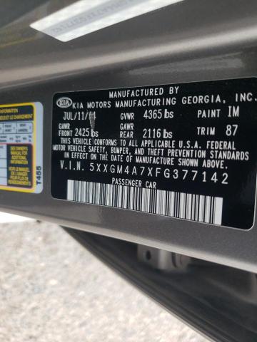 5XXGM4A7XFG377142 KIA Optima Lx