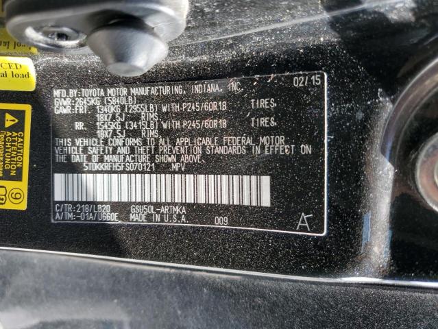 VIN 5TDKKRFH5FS070121 2015 Toyota Highlander, Xle no.12