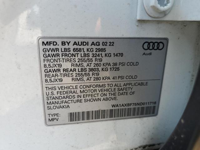 VIN WA1AXBF75ND011716 2022 Audi Q7, Premium no.14