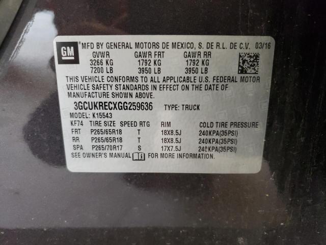 2016 CHEVROLET SILVERADO2 - 3GCUKRECXGG259636