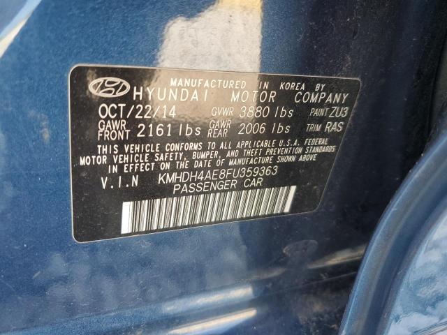 KMHDH4AE8FU359363 Hyundai ELANTRA SE