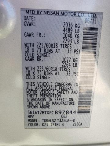 5N1AT2MTXFC897844 Nissan ROGUE S