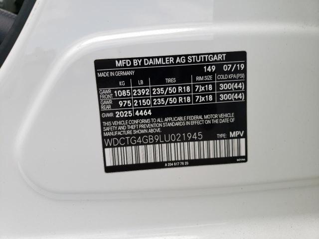 WDCTG4GB9LU021945 Mercedes-Benz Gla 250 4matic