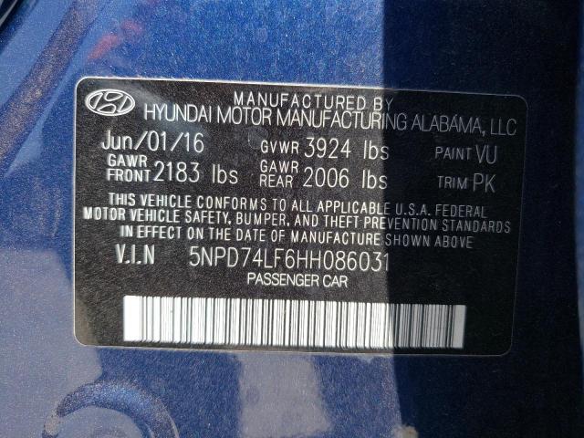 5NPD74LF6HH086031 Hyundai ELANTRA SE