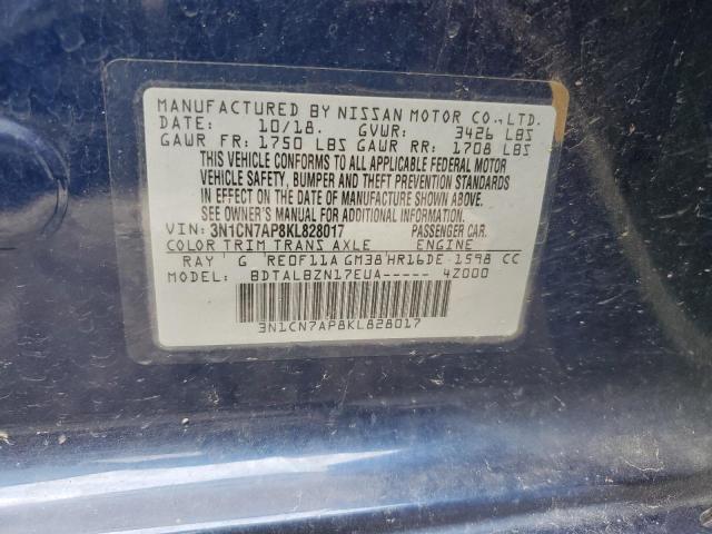 2019 NISSAN VERSA 1.6 3N1CN7AP8KL828017