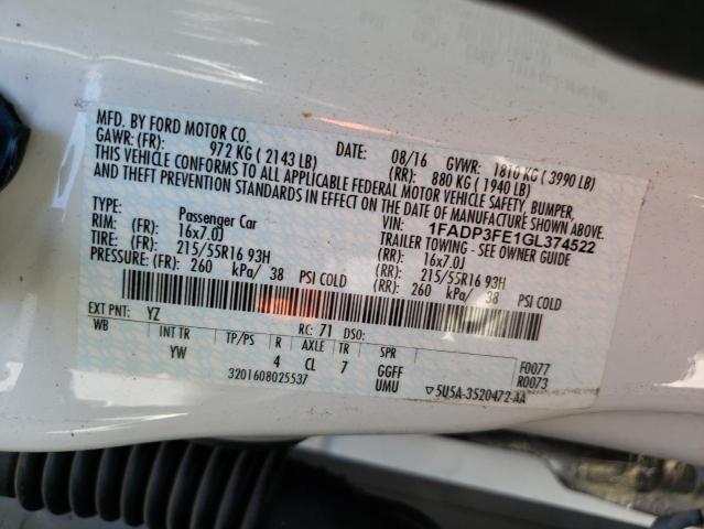 1FADP3FE1GL374522 Ford FOCUS SE