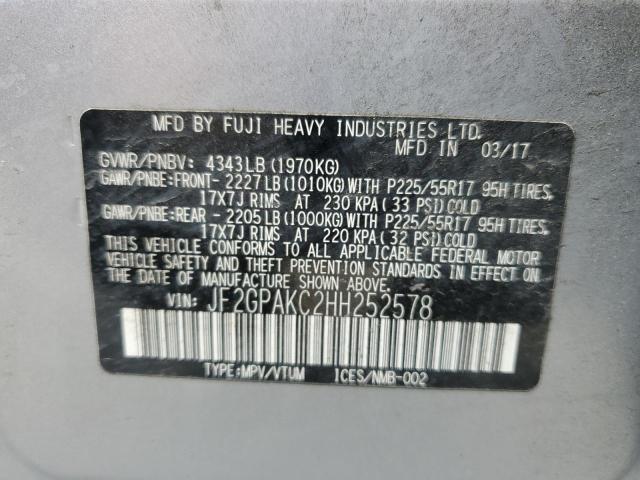 JF2GPAKC2HH252578 Subaru Crosstrek Limited