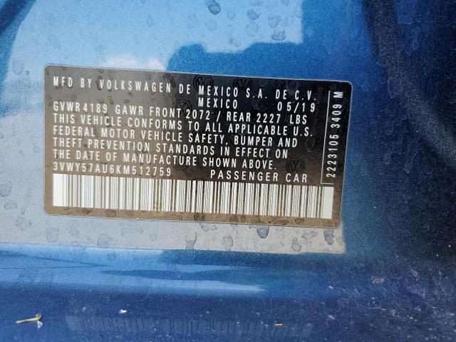 2019 VOLKSWAGEN GOLF SPORT - 3VWY57AU6KM512759