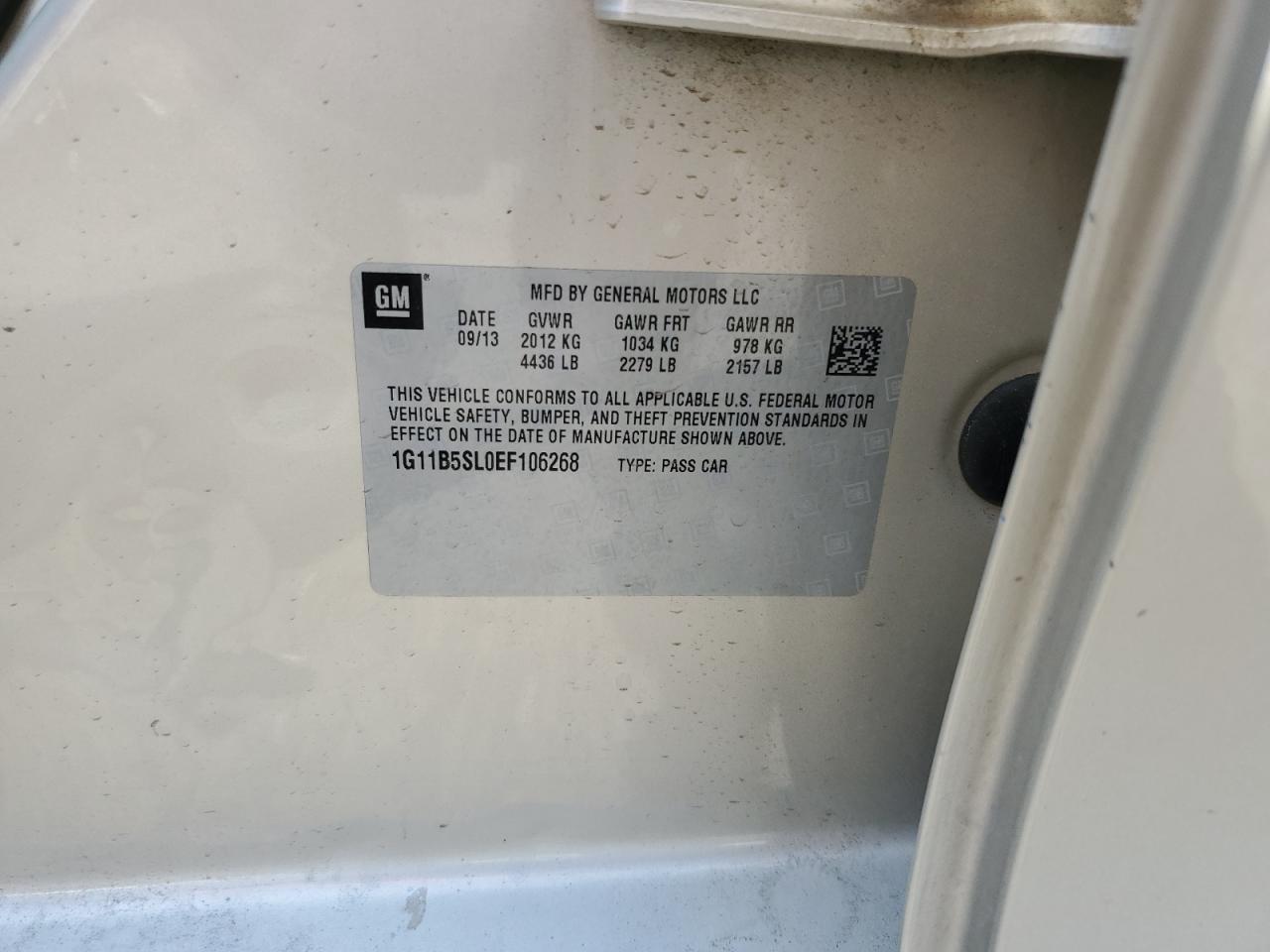 1G11B5SL0EF106268 2014 Chevrolet Malibu Ls