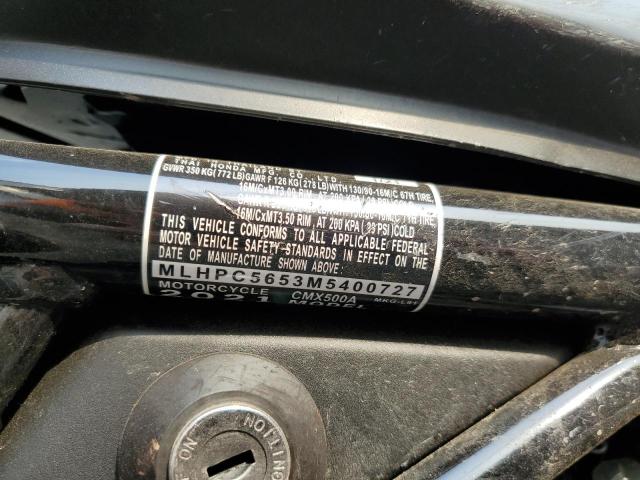 2021 HONDA CMX500 A MLHPC5653M5400727