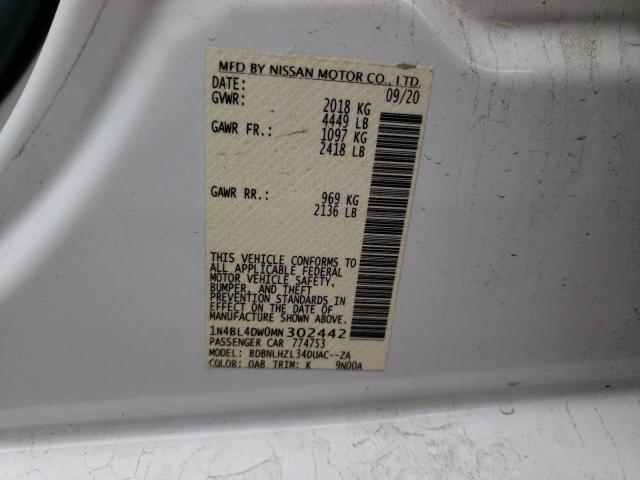 1N4BL4DW0MN302442 Nissan ALTIMA SV