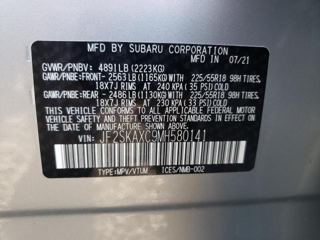 JF2SKAXC9MH580141 Subaru Forester Touring