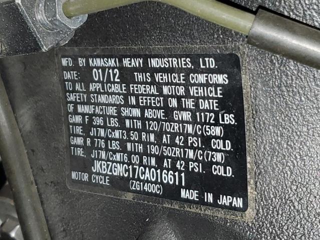 2012 KAWASAKI ZG1400 C - JKBZGNC17CA016611