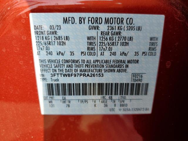 3FTTW8F97PRA26153 Ford Maverick Xl