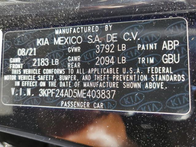 3KPF24AD5ME403837 KIA FORTE FE