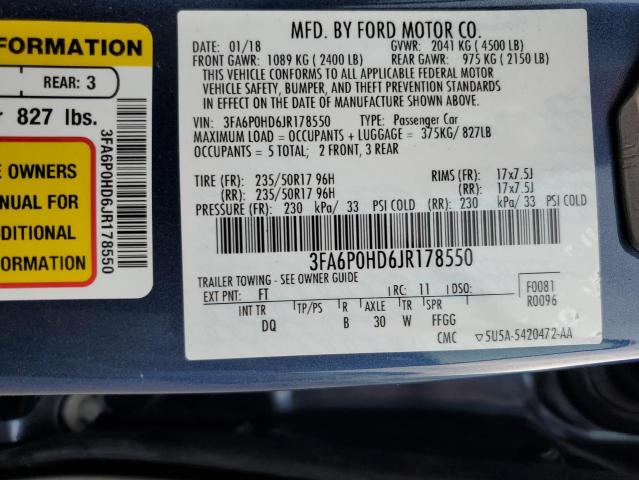 3FA6P0HD6JR178550 2018 FORD FUSION, photo no. 12