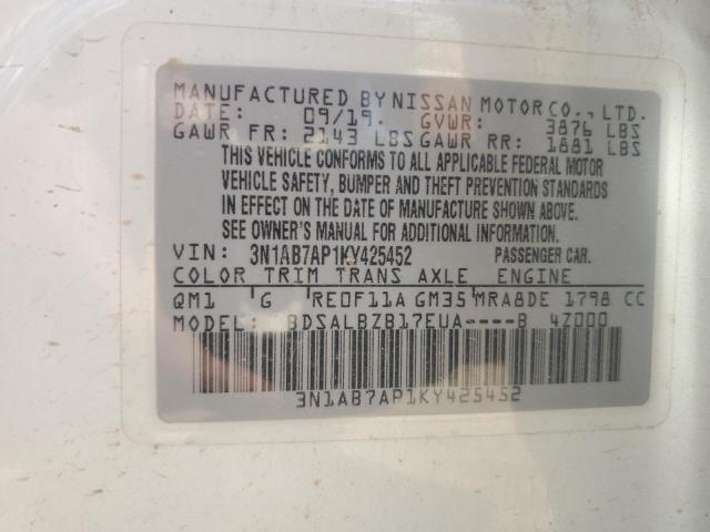 3N1AB7AP1KY425452 Nissan SENTRA S