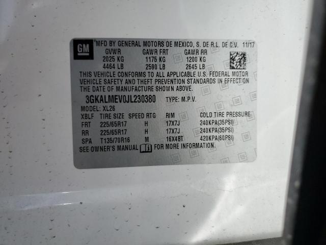 3GKALMEV0JL230380 GMC Terrain Sle