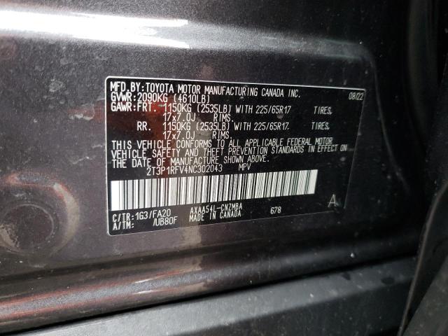 2T3P1RFV4NC302043 Toyota Rav4 Xle