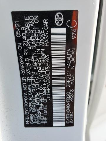 JTDVPMAE0MJ186593 Toyota COROLLA LE