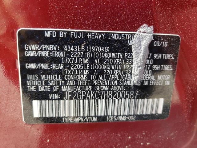 JF2GPAKC7H8200587 Subaru Crosstrek Limited