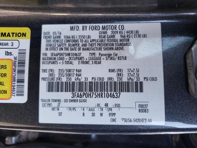 VIN 3FA6P0H75HR104637 2017 Ford Fusion, SE no.12