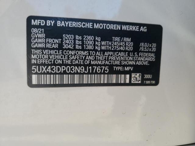 5UX43DP03N9J17675 BMW X3 Sdrive30i