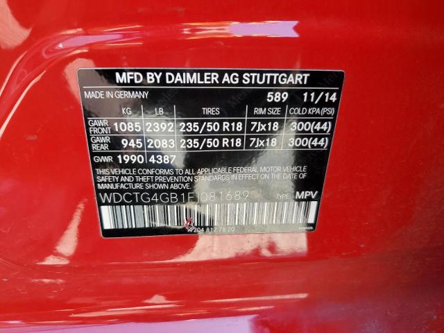 WDCTG4GB1FJ081689 Mercedes-Benz Gla 250 4matic