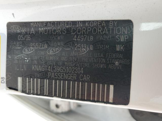 KNAGT4L39G5102314 KIA Optima Lx