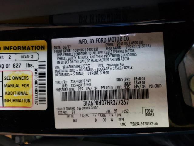 3FA6P0HD7HR377357 Ford FUSION SE