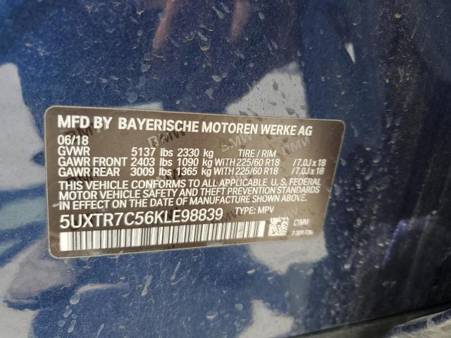 5UXTR7C56KLE98839 2019 BMW X3, photo no. 13