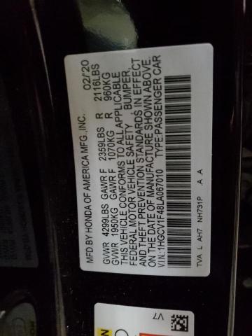 1HGCV1F48LA067010 | 2020 HONDA ACCORD EX