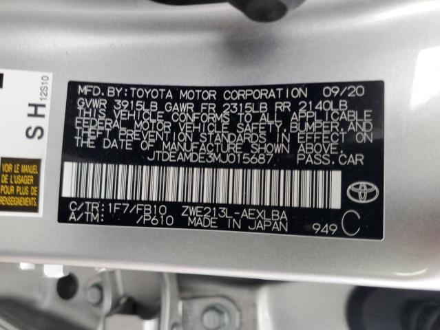 JTDEAMDE3MJ015687 Toyota COROLLA LE
