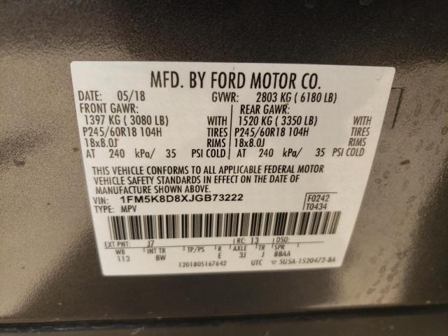 1FM5K8D8XJGB73222 Ford EXPLORER XLT