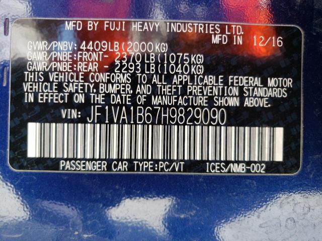 JF1VA1B67H9829090 Subaru WRX