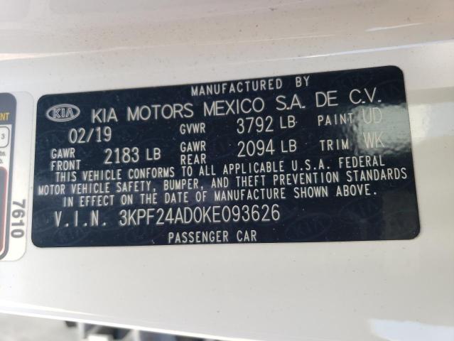 3KPF24AD0KE093626 KIA FORTE FE