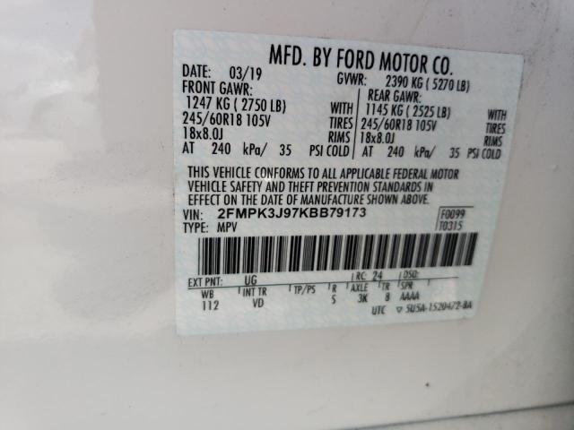 2FMPK3J97KBB79173 2019 FORD EDGE, photo no. 13