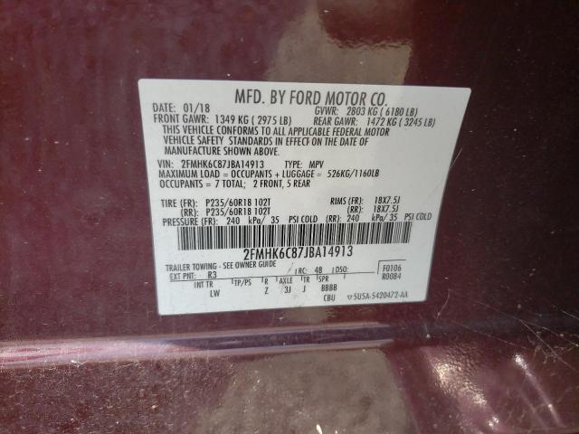 2FMHK6C87JBA14913 2018 Ford Flex Sel