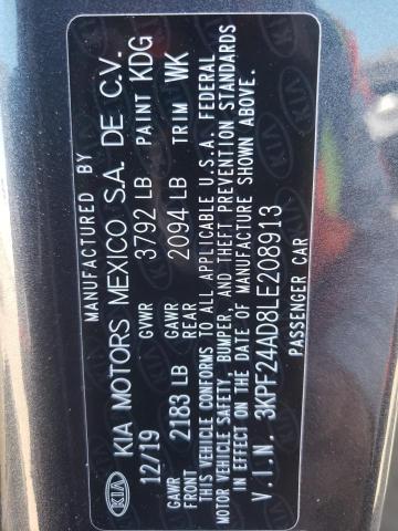 3KPF24AD8LE208913 KIA FORTE FE