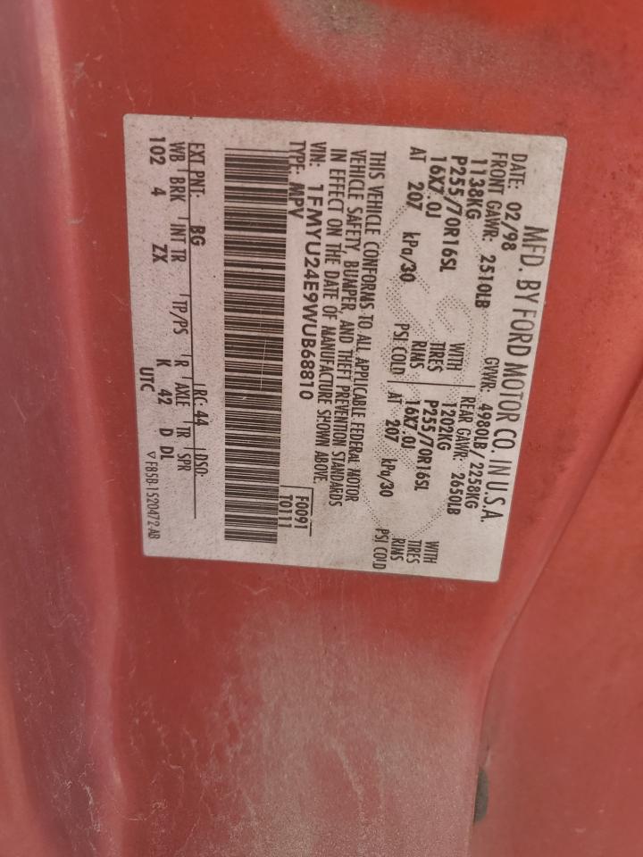 1FMYU24E9WUB68810 1998 Ford Explorer