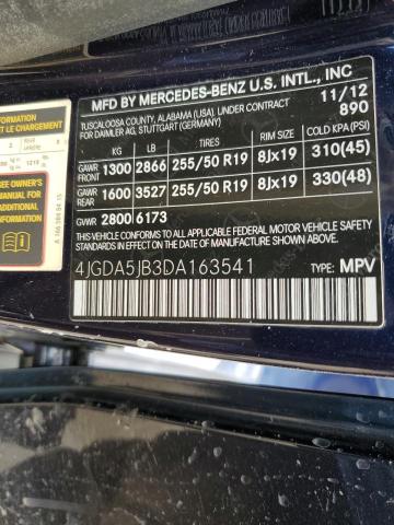 VIN 4JGDA5JB3DA163541 2013 Mercedes-Benz ML-Class, 350 no.13