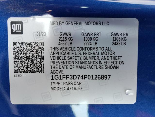 2023 CHEVROLET CAMARO LT1 1G1FF3D74P0126897