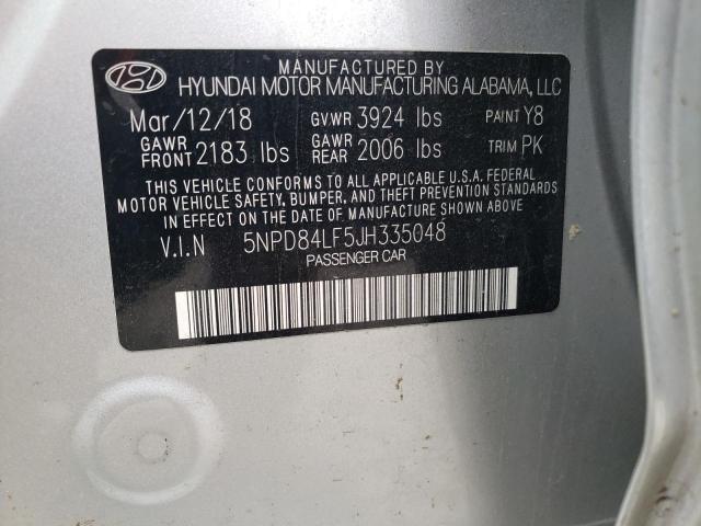 5NPD84LF5JH335048 Hyundai ELANTRA SEL