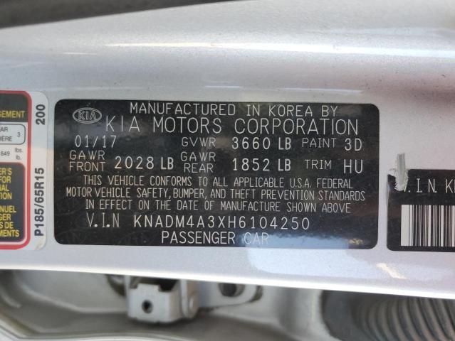 KNADM4A3XH6104250 KIA RIO LX
